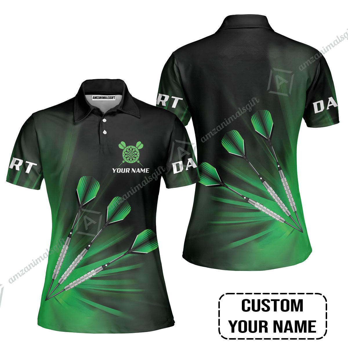 Customized Darts Short Sleeve Women Polo Shirt, Personalized Name Polo Shirt - Perfect Gift For Darts Lovers, Darts Players