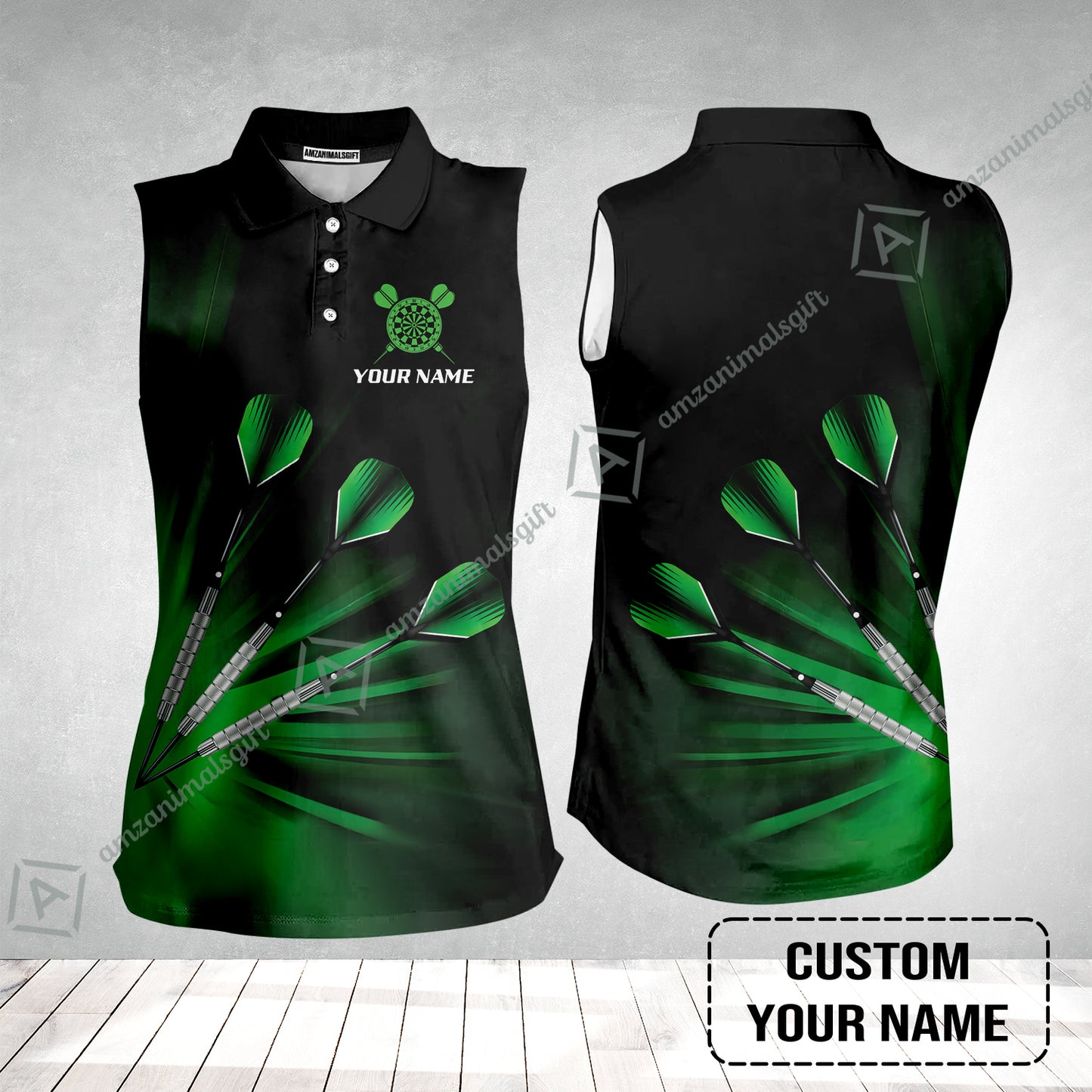 Customized Darts Women Sleeveless Polo Shirt, Personalized Name Polo Shirt - Perfect Gift For Darts Lovers, Darts Players