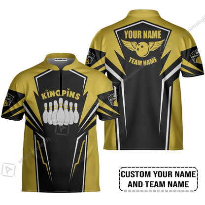 Bowling Custom Long Polo Shirt - Custom Name King Pins Bowling Team Personalized Bowling Long Polo Shirt