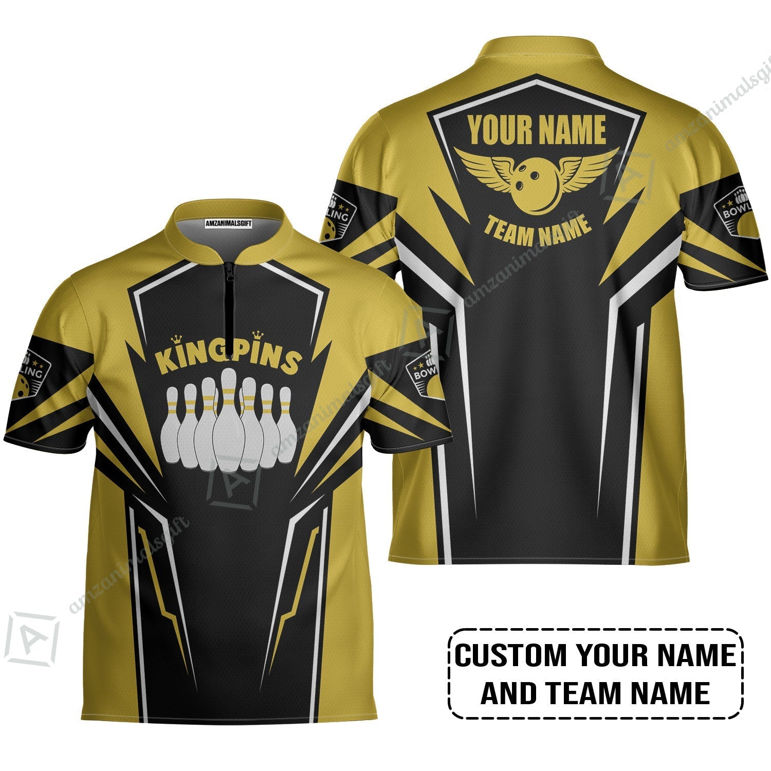 Bowling Custom Bowling Jersey - Custom Name King Pins Bowling Team Personalized Bowling Jersey