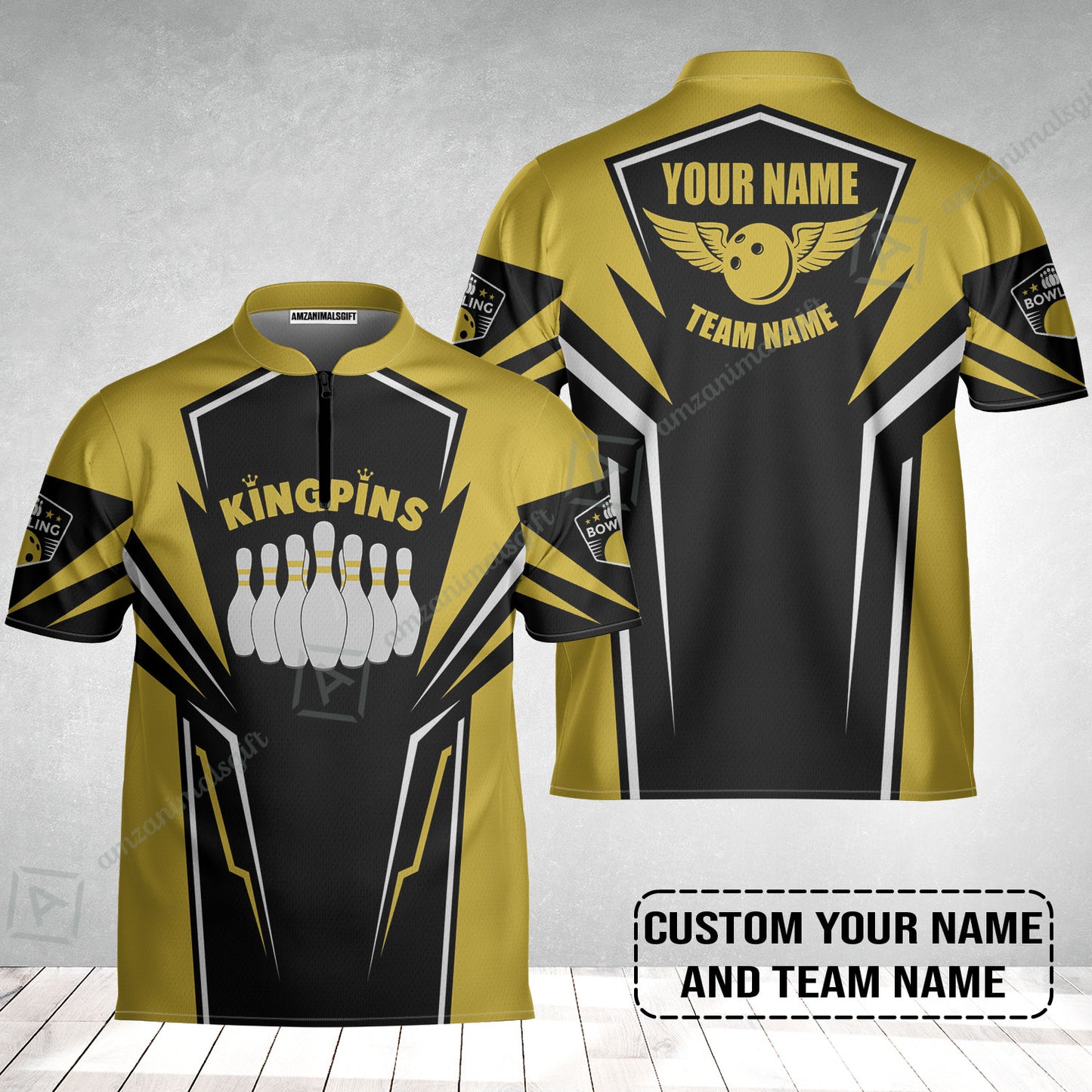 Bowling Custom Bowling Jersey - Custom Name King Pins Bowling Team Personalized Bowling Jersey