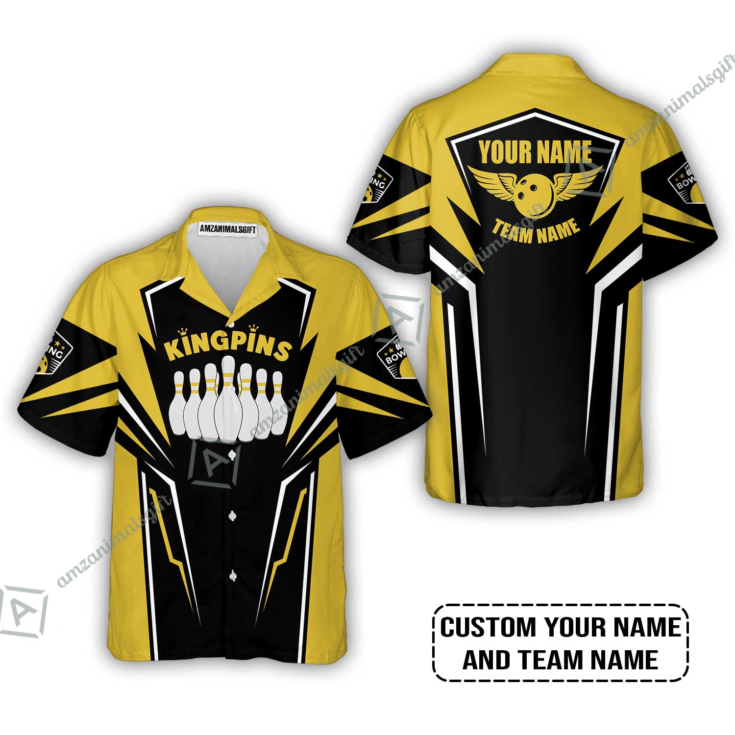 Bowling Custom Hawaiian Shirt - Custom Name King Pins Bowling Team Personalized Hawaiian Shirt