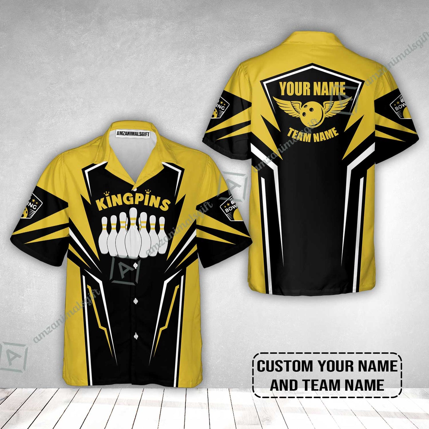 Bowling Custom Hawaiian Shirt - Custom Name King Pins Bowling Team Personalized Hawaiian Shirt