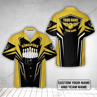 Bowling Custom Hawaiian Shirt - Custom Name King Pins Bowling Team Personalized Hawaiian Shirt