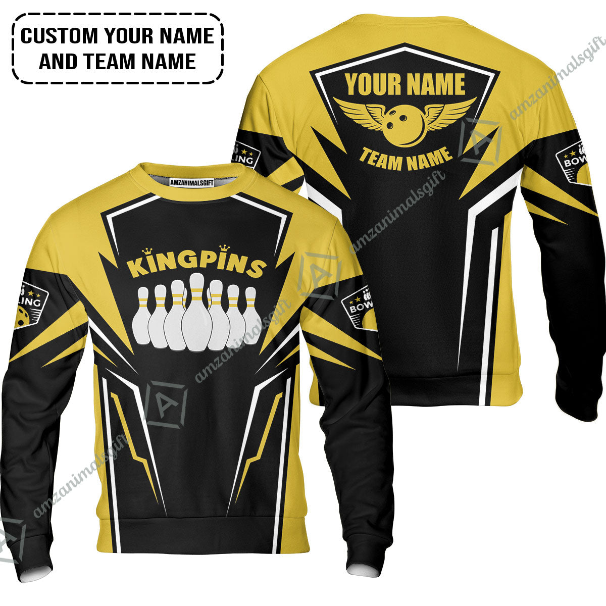 Bowling Custom Bowling Jersey - Custom Name King Pins Bowling Team Personalized Bowling Jersey
