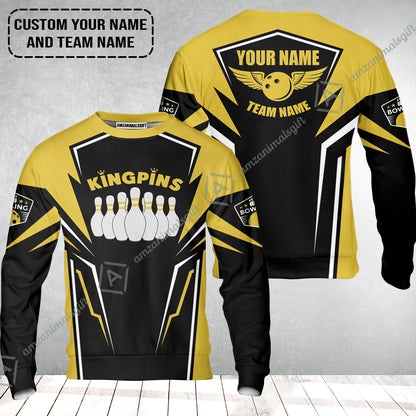 Bowling Custom Sweatshirt - Custom Name King Pins Bowling Team Personalized Sweatshirt