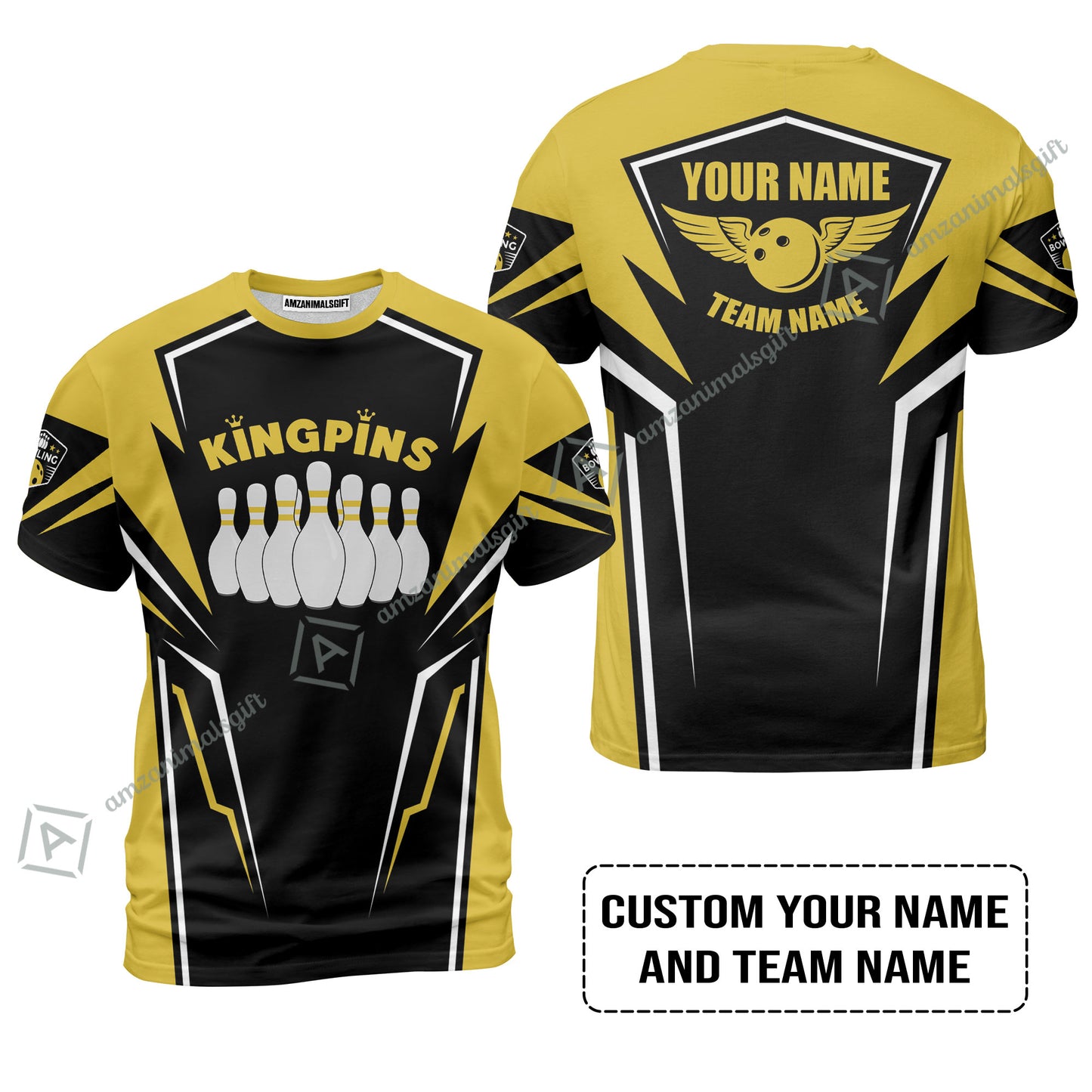 Bowling Custom Men Polo Shirt - Custom Name King Pins Bowling Team Personalized Bowling Polo Shirt