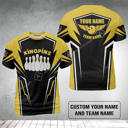 Bowling Custom T-Shirt - Custom Name King Pins Bowling Team Personalized T-Shirt