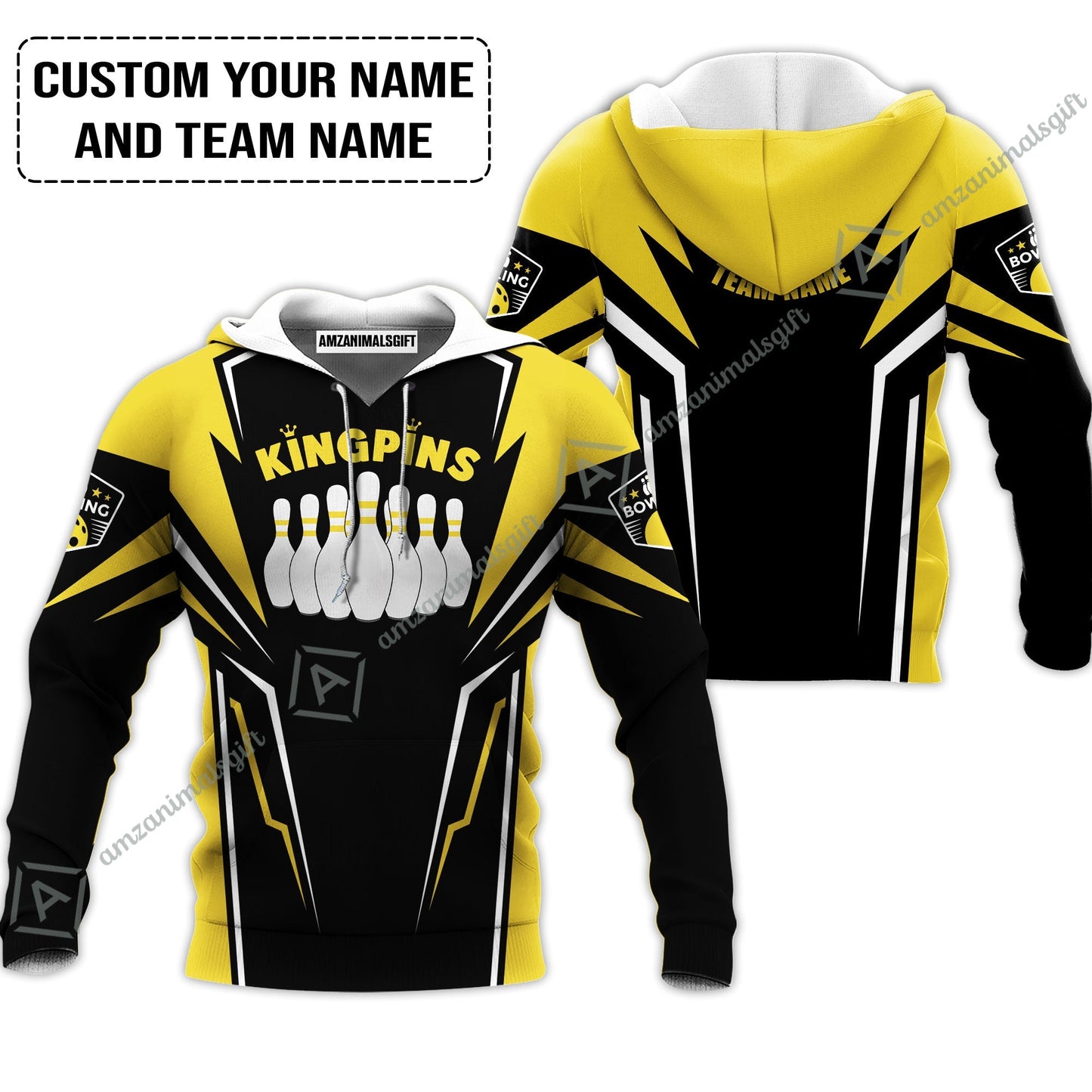 Bowling Custom Bowling Jersey - Custom Name King Pins Bowling Team Personalized Bowling Jersey