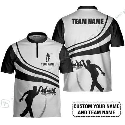 Bowling Custom Men Polo Shirt - Custom Name Black and Gold Men Bowlers Personalized Bowling Polo Shirt