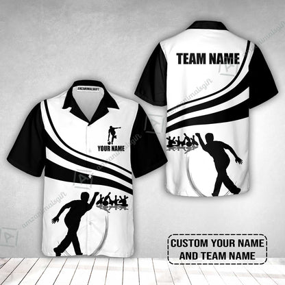 Bowling Custom Name Hawaiian Shirt - Black and Gold Men Bowlers Personalized Hawaiian Shirt