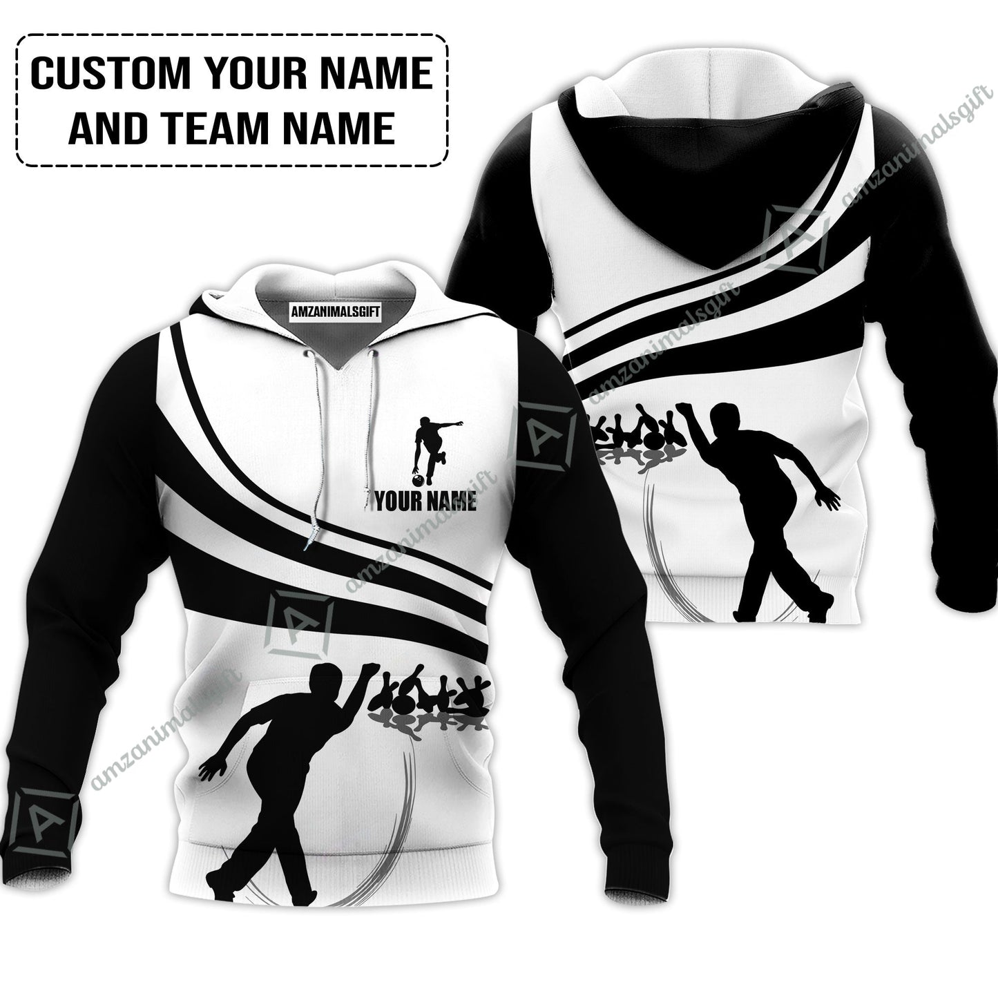 Bowling Custom Long Sleeve Men Polo Shirt - Custom Name Black and Gold Men Bowlers Personalized Bowling Polo Shirt