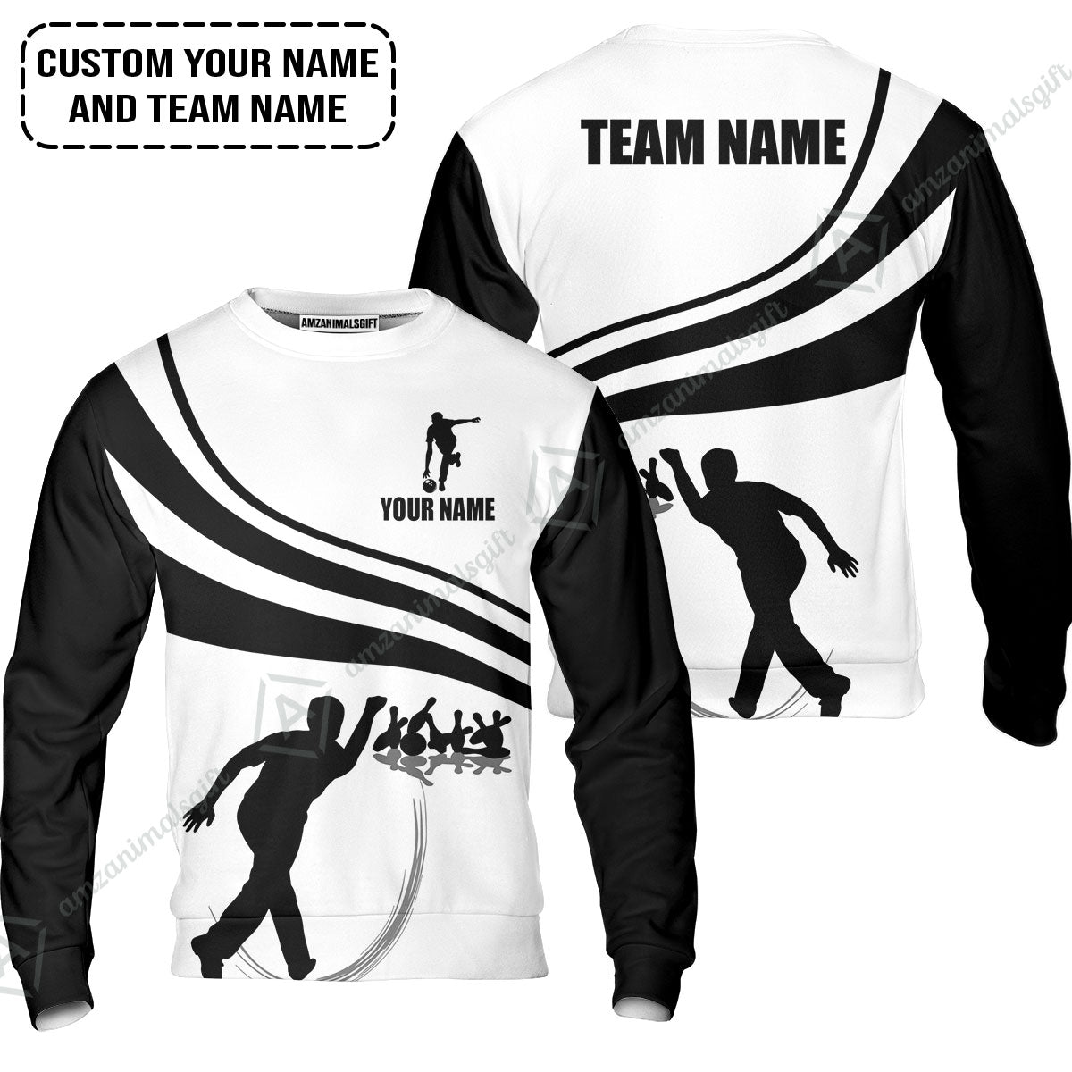 Bowling Custom Name T-Shirt - Black and Gold Men Bowlers Personalized T-Shirt