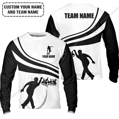 Bowling Custom Long Sleeve Men Polo Shirt - Custom Name Black and Gold Men Bowlers Personalized Bowling Polo Shirt
