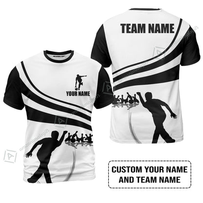 Bowling Custom Men Polo Shirt - Custom Name Black and Gold Men Bowlers Personalized Bowling Polo Shirt