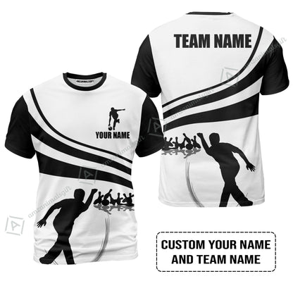 Bowling Custom Long Sleeve Men Polo Shirt - Custom Name Black and Gold Men Bowlers Personalized Bowling Polo Shirt