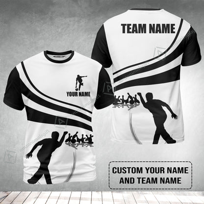 Bowling Custom Name T-Shirt - Black and Gold Men Bowlers Personalized T-Shirt