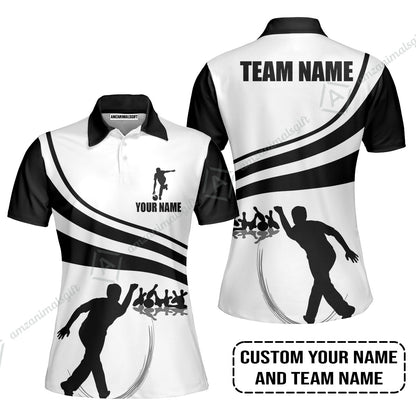 Bowling Custom Men Polo Shirt - Custom Name Black and Gold Men Bowlers Personalized Bowling Polo Shirt