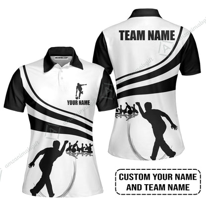 Bowling Custom Name T-Shirt - Black and Gold Men Bowlers Personalized T-Shirt