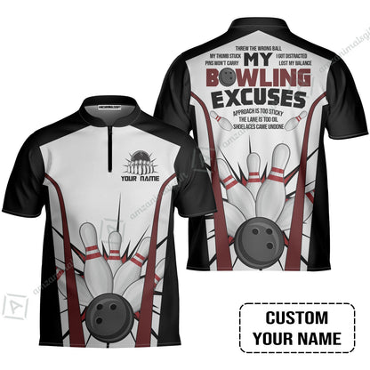 Bowling Custom Long Sleeve Men Polo Shirt- Custom Name Funny Men's Polo Bowling Personalized Bowling Polo Shirt - Gift For Friend, Family