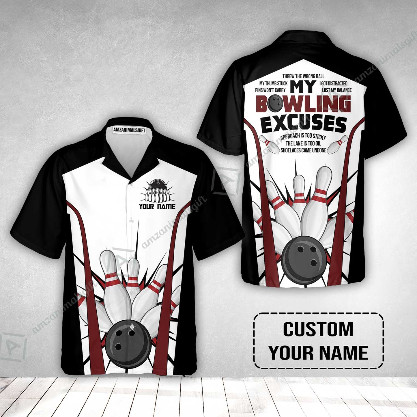 Bowling Custom Hawaiian Shirt - Custom Name Funny Hawaiian Shirt Personalized Bowling Polo Shirt - Gift For Friend, Family