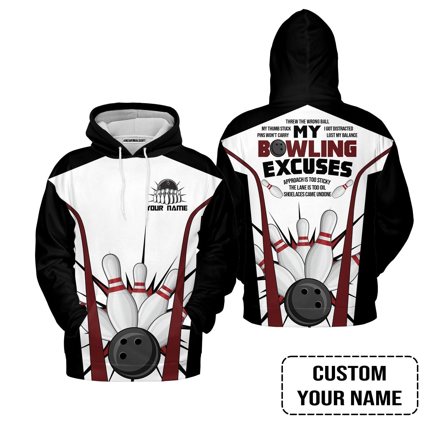 Bowling Custom Hoodie - Custom Name Funny Hoodie Bowling Personalized Bowling Polo Shirt - Gift For Friend, Family