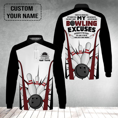 Bowling Custom Long Sleeve Men Polo Shirt- Custom Name Funny Men's Polo Bowling Personalized Bowling Polo Shirt - Gift For Friend, Family