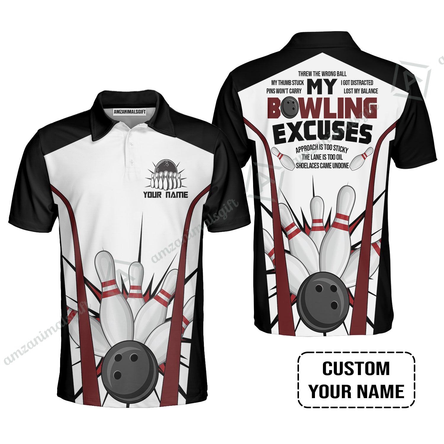 Bowling Custom Men Polo Shirt - Custom Name Funny Men's Polo Bowling Personalized Bowling Polo Shirt - Gift For Friend, Family