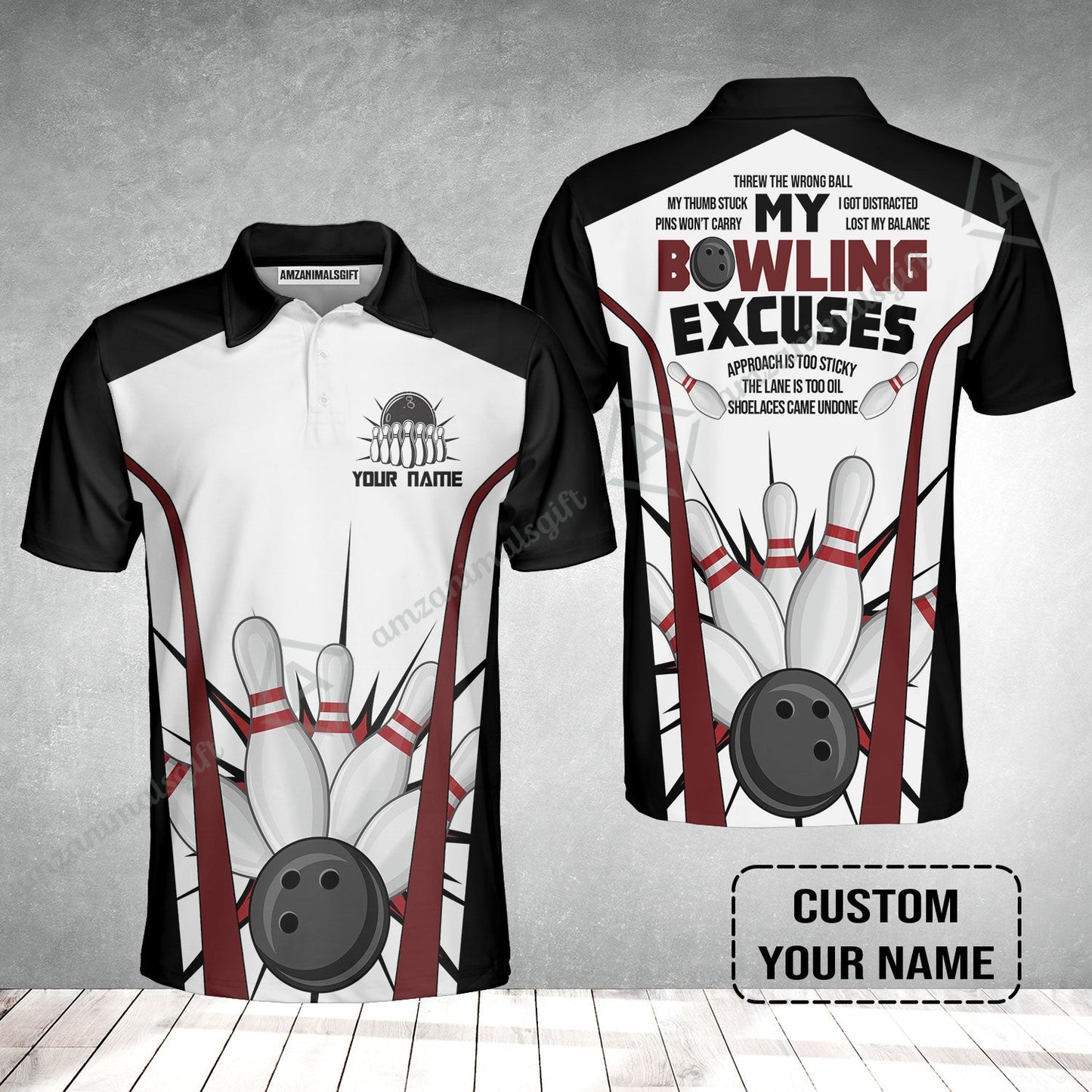 Bowling Custom Men Polo Shirt - Custom Name Funny Men's Polo Bowling Personalized Bowling Polo Shirt - Gift For Friend, Family