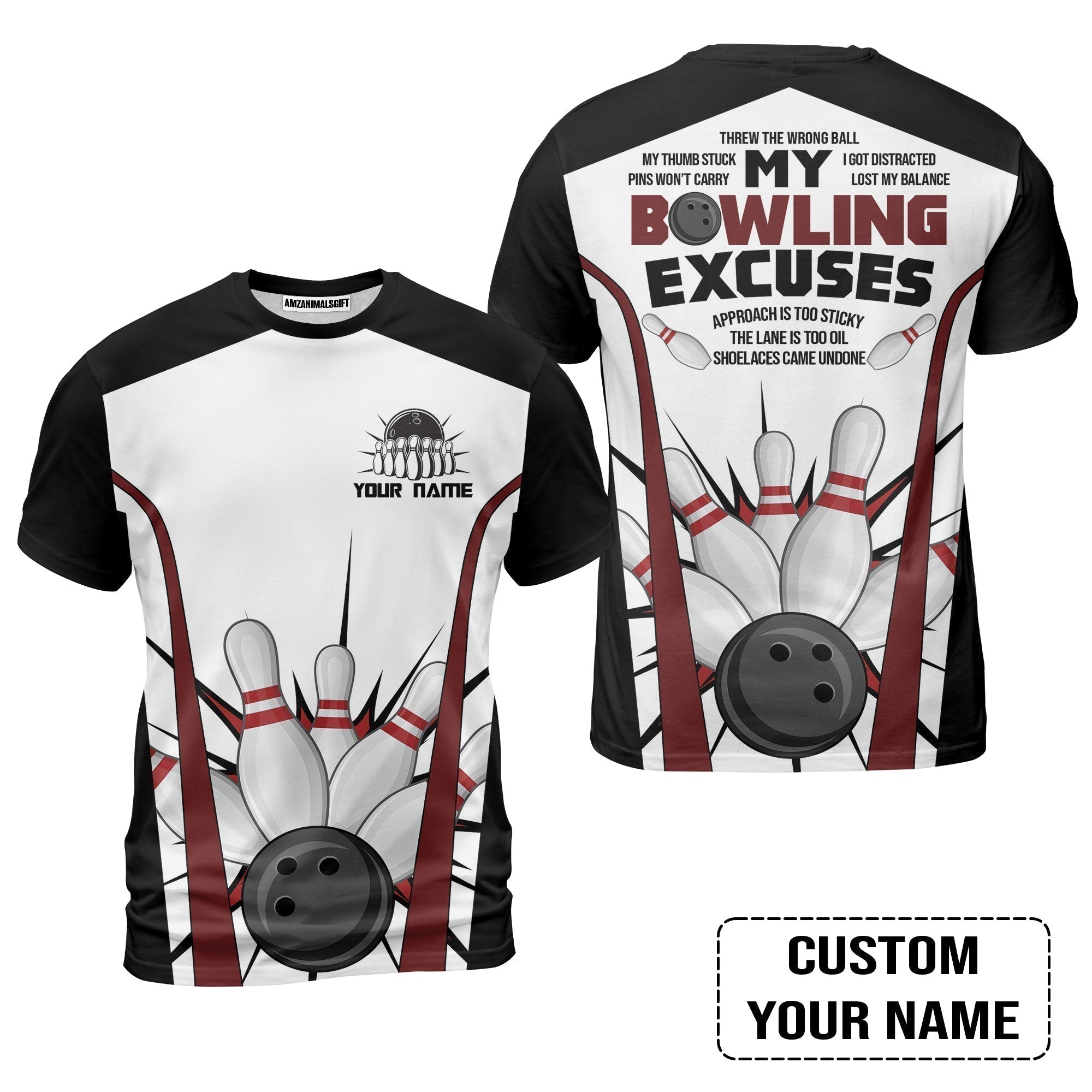 Bowling Custom T-Shirt - Custom Name Funny T-Shirt Personalized Bowling Polo Shirt - Gift For Friend, Family