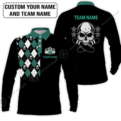 Custom Bowling Hoodie - Custom Name Skull Black Bowling Personalized Hoodie