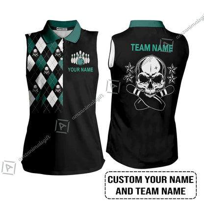 Custom Bowling Hoodie - Custom Name Skull Black Bowling Personalized Hoodie