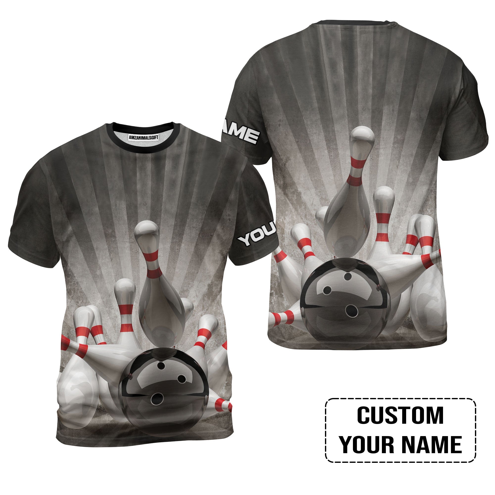 Bowling T-Shirt Customized Name, Colorful Bowling Pattern T-Shirt, Perfect Outfits For Bowling Lovers, Bowlers