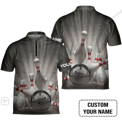 Bowling Short Sleeve Men Polo Shirt Customized Name, Colorful Bowling Pattern Polo Shirt, Perfect Outfits For Bowling Lovers, Bowlers