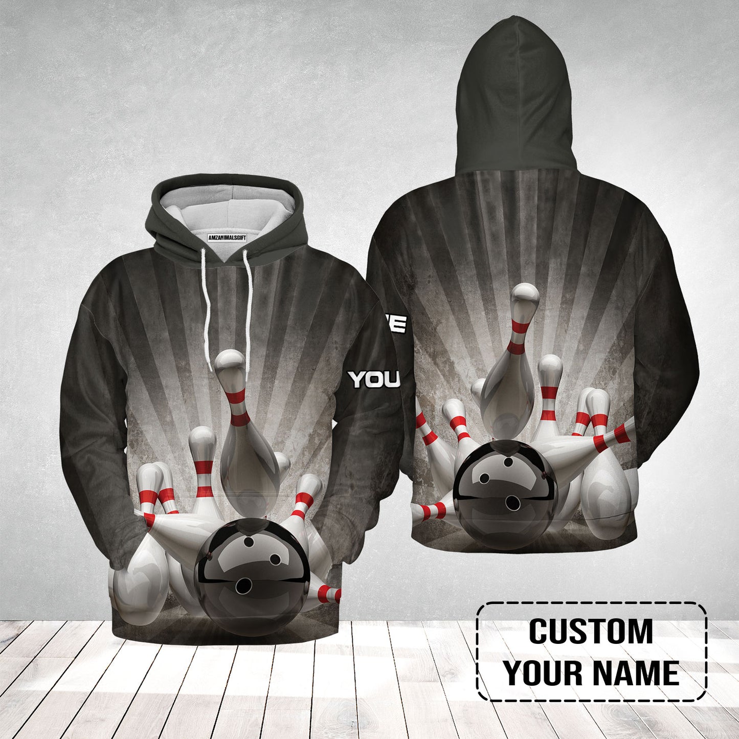 Bowling Hoodie Customized Name, Colorful Bowling Pattern Hoodie, Perfect Outfits For Bowling Lovers, Bowlers