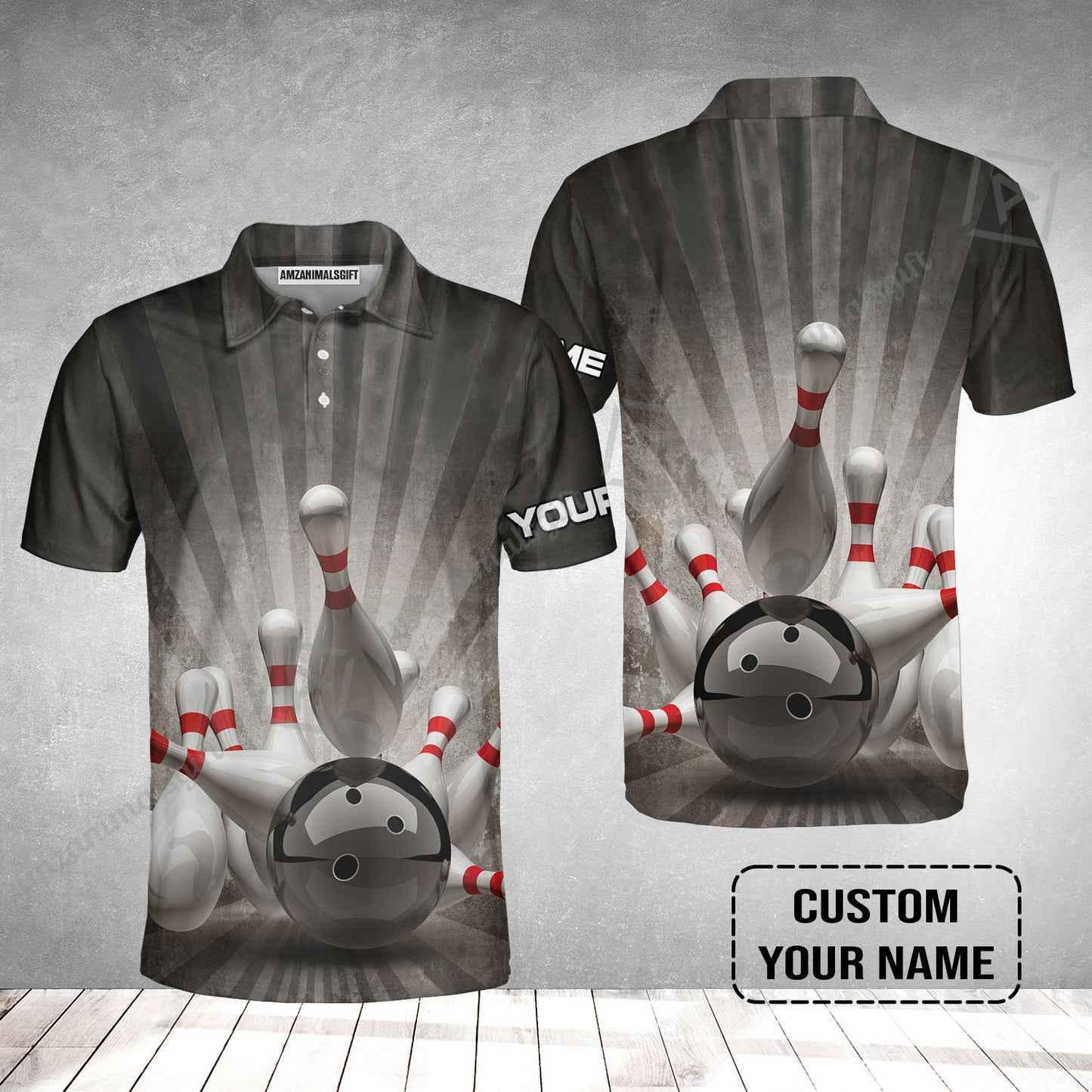 Bowling Short Sleeve Men Polo Shirt Customized Name, Colorful Bowling Pattern Polo Shirt, Perfect Outfits For Bowling Lovers, Bowlers