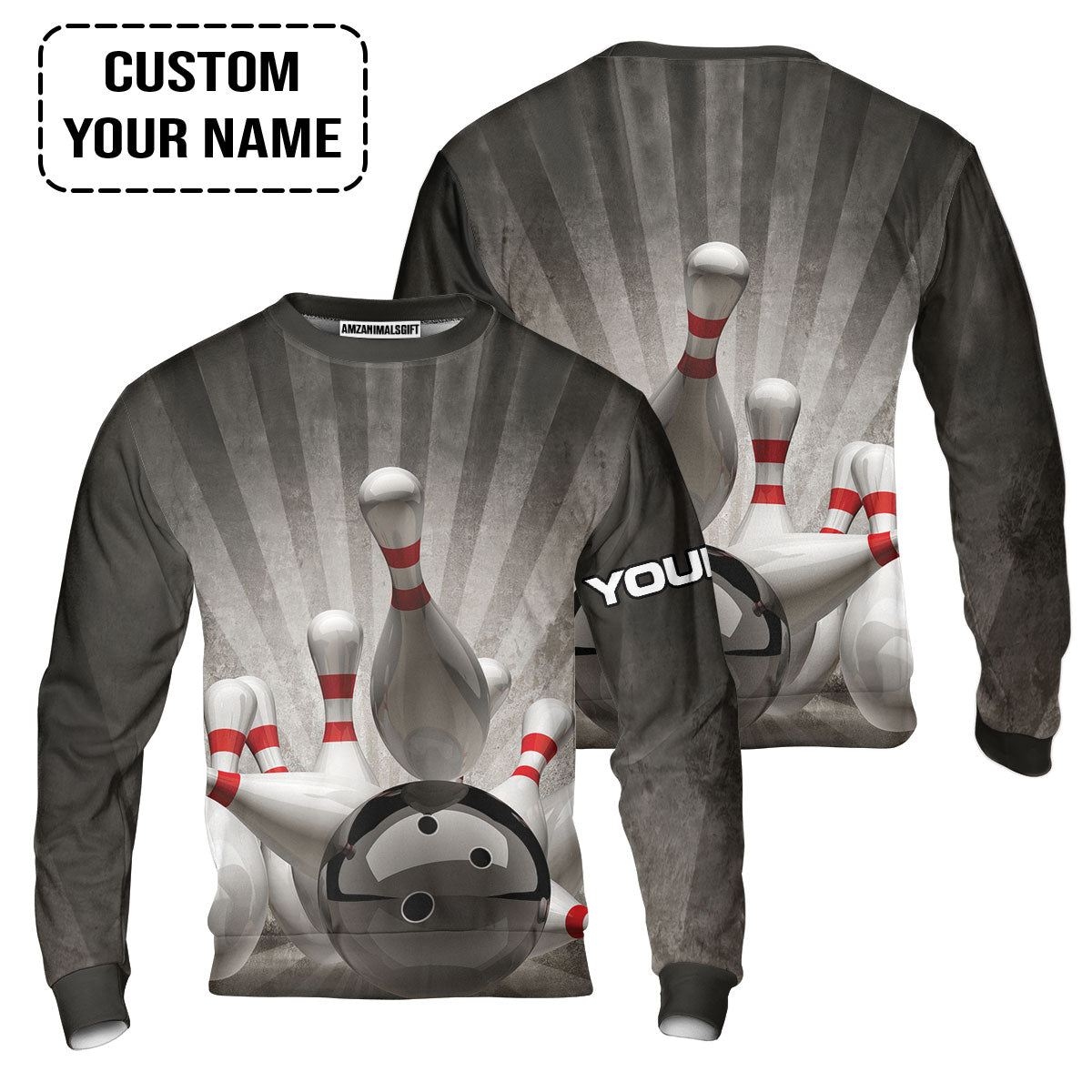 Bowling Sweatshirt Customized Name, Colorful Bowling Pattern Sweatshirt, Perfect Outfits For Bowling Lovers, Bowlers