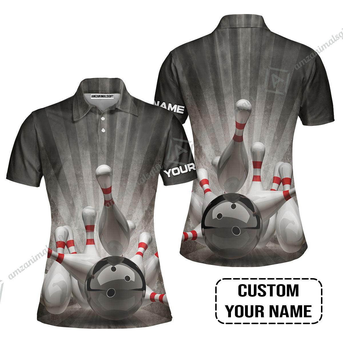 Bowling Short Sleeve Men Polo Shirt Customized Name, Colorful Bowling Pattern Polo Shirt, Perfect Outfits For Bowling Lovers, Bowlers