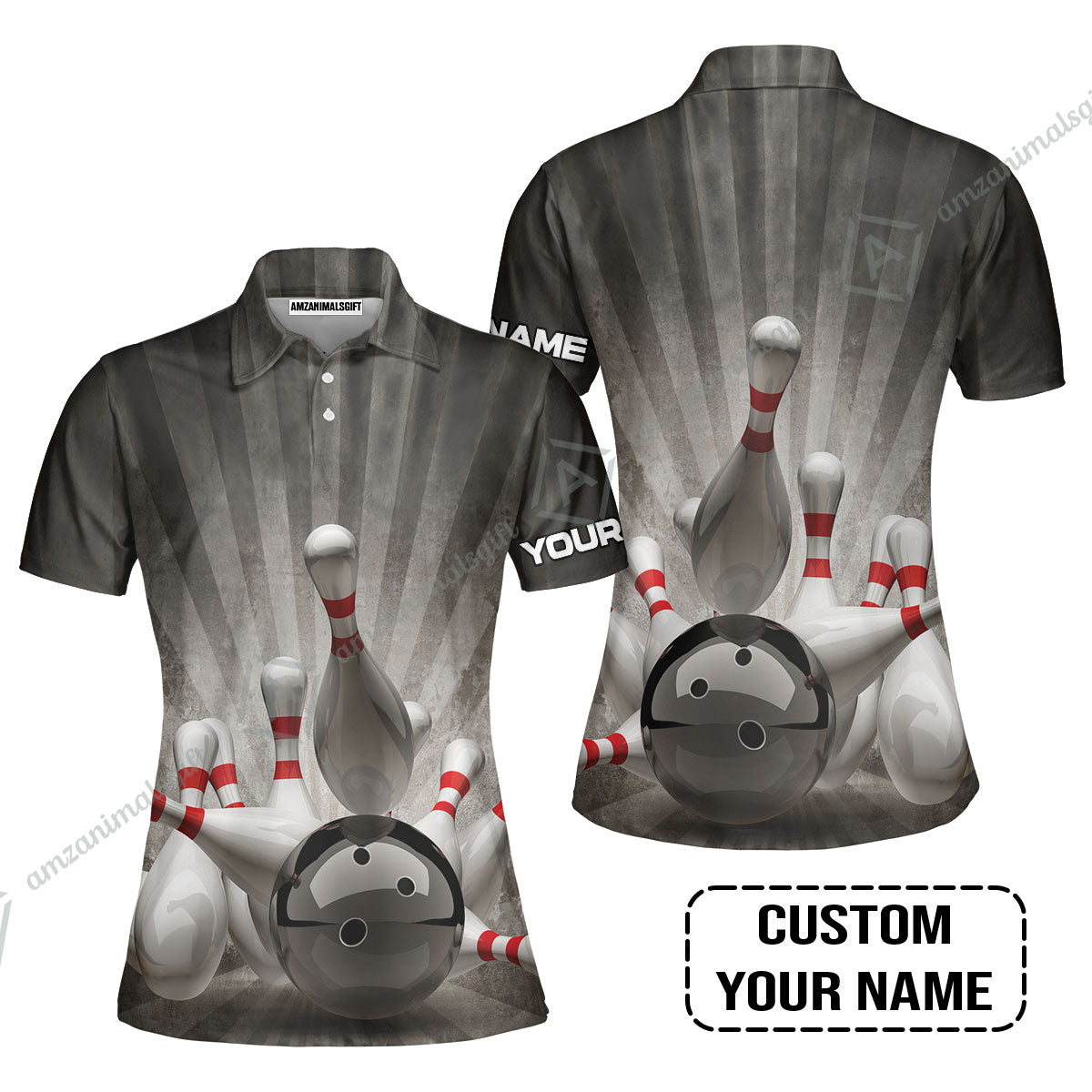 Bowling Women Polo Shirt Customized Name, Colorful Bowling Pattern Women Polo Shirt, Perfect Outfits For Bowling Lovers, Bowlers