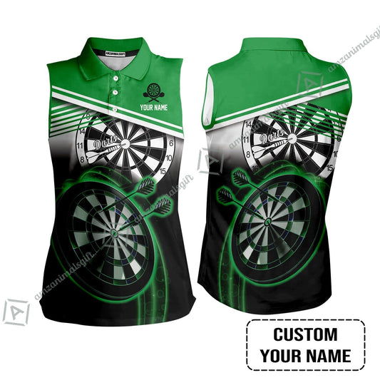 Customized Darts Women Sleeveless Polo Shirt, Personalized Name Darts Polo Shirt - Perfect Gift For Darts Lovers, Darts Players