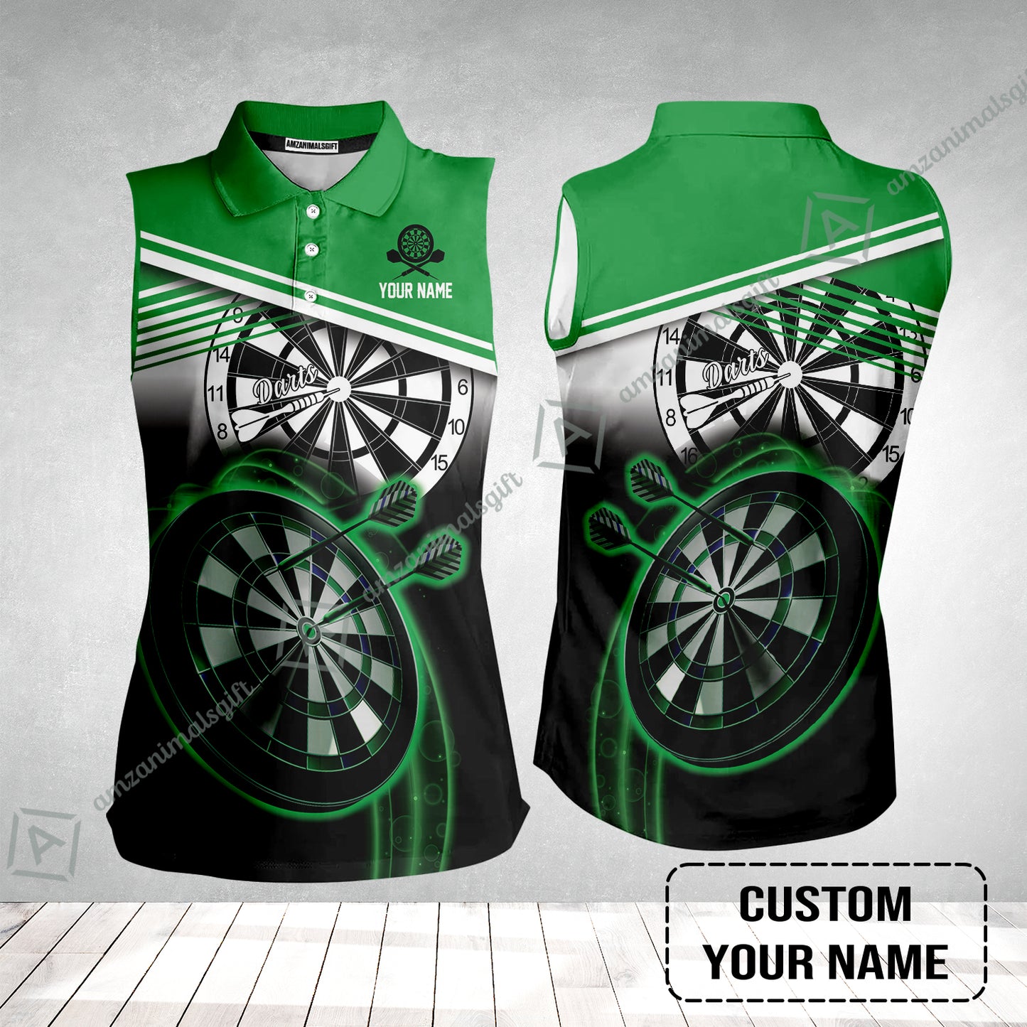 Customized Darts Women Sleeveless Polo Shirt, Personalized Name Darts Polo Shirt - Perfect Gift For Darts Lovers, Darts Players