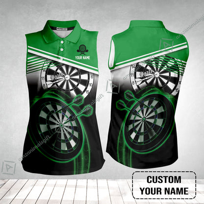 Customized Darts Women Sleeveless Polo Shirt, Personalized Name Darts Polo Shirt - Perfect Gift For Darts Lovers, Darts Players