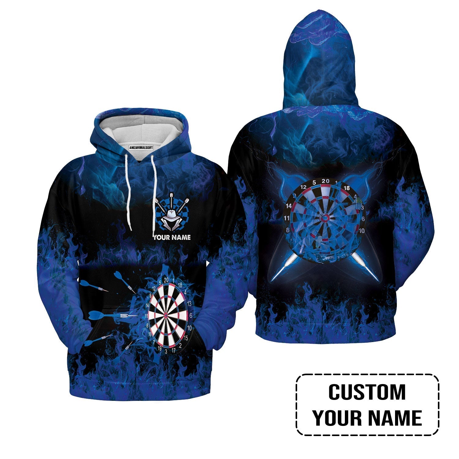 Customized Darts Hoodie, Darts Blue Polo Shirt, Personalized Name Hoodie - Perfect Gift For Darts Lovers, Darts Players