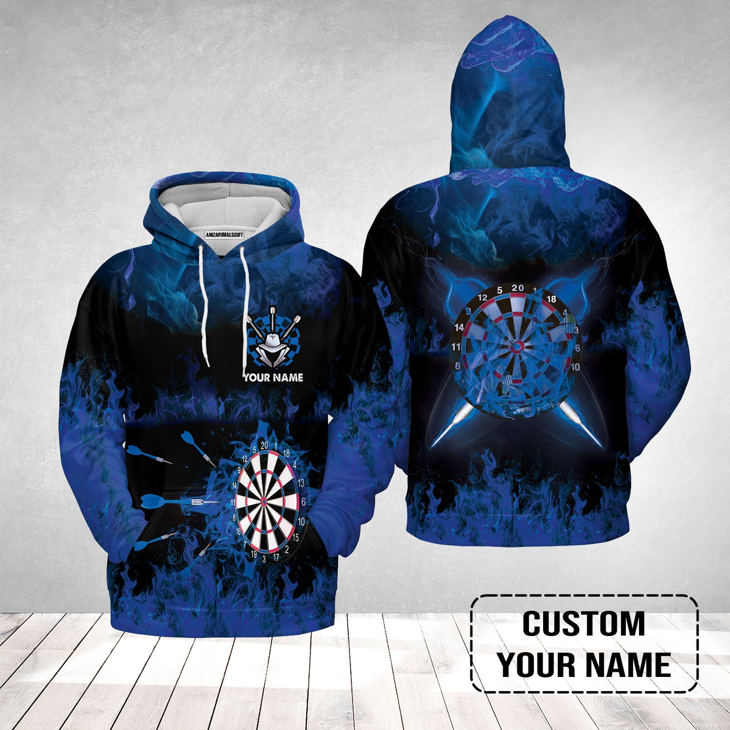 Customized Darts Hoodie, Darts Blue Polo Shirt, Personalized Name Hoodie - Perfect Gift For Darts Lovers, Darts Players