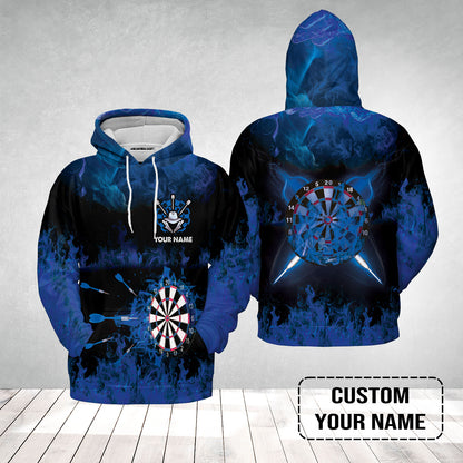 Customized Darts Hoodie, Darts Blue Polo Shirt, Personalized Name Hoodie - Perfect Gift For Darts Lovers, Darts Players