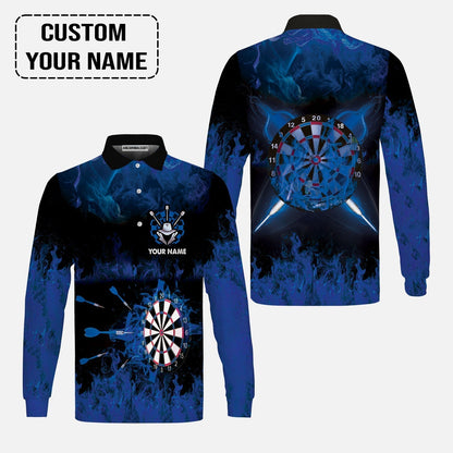 Customized Darts Hawaiian Shirt, Darts Blue Polo Shirt, Personalized Name Hawaiian Shirt - Perfect Gift For Darts Lovers, Darts Players
