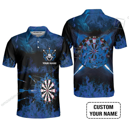 Customized Darts Hawaiian Shirt, Darts Blue Polo Shirt, Personalized Name Hawaiian Shirt - Perfect Gift For Darts Lovers, Darts Players