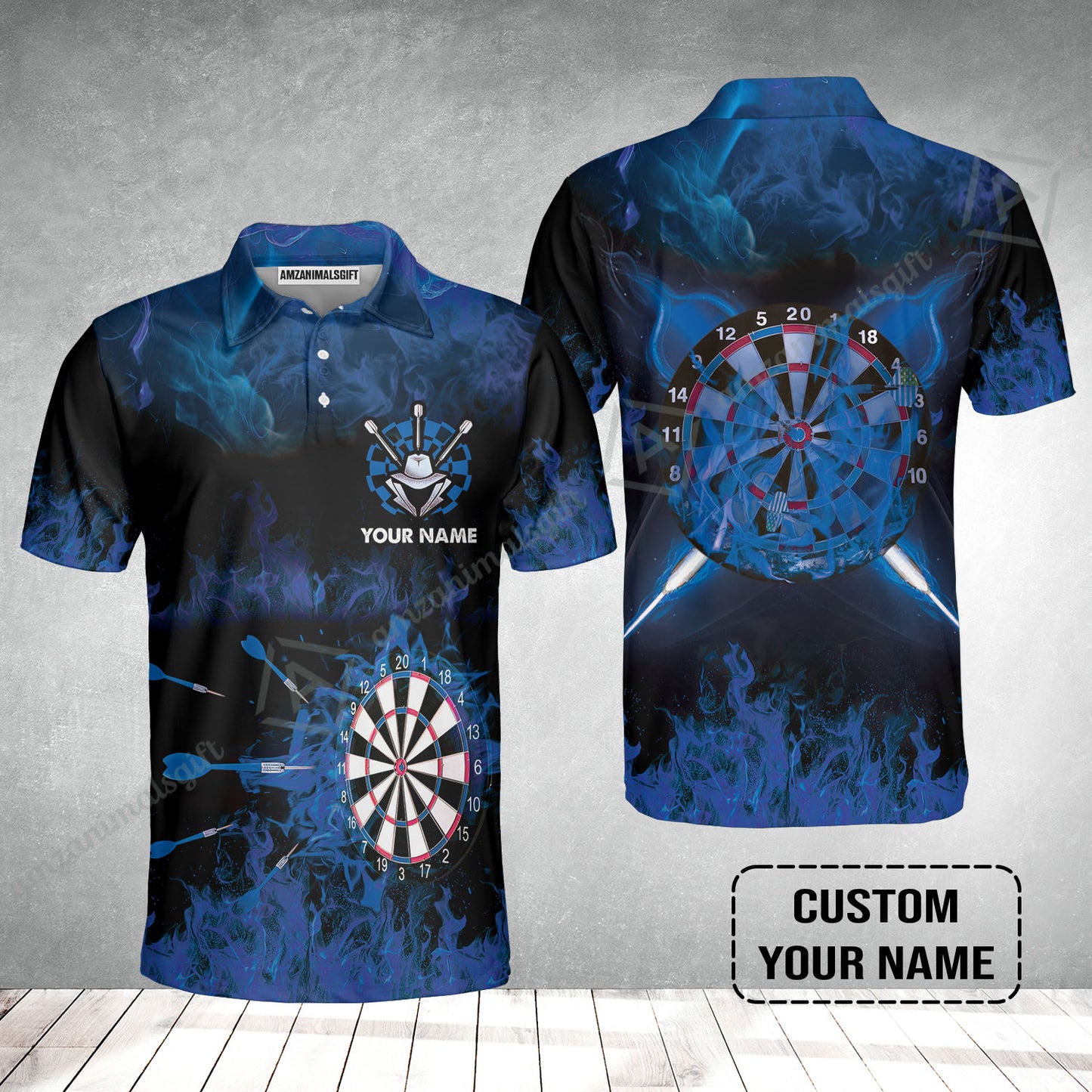 Customized Darts Polo Shirt, Darts Blue Polo Shirt, Personalized Name Polo Shirt For Men - Perfect Gift For Darts Lovers, Darts Players