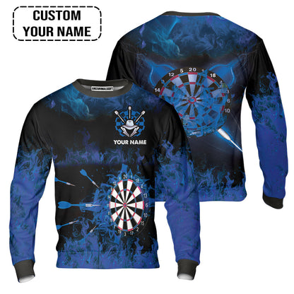 Customized Darts Long Sleeve Men Polo Shirt, Darts Blue Polo Shirt, Personalized Name Polo Shirt For Men - Perfect Gift For Darts Lovers, Darts Players