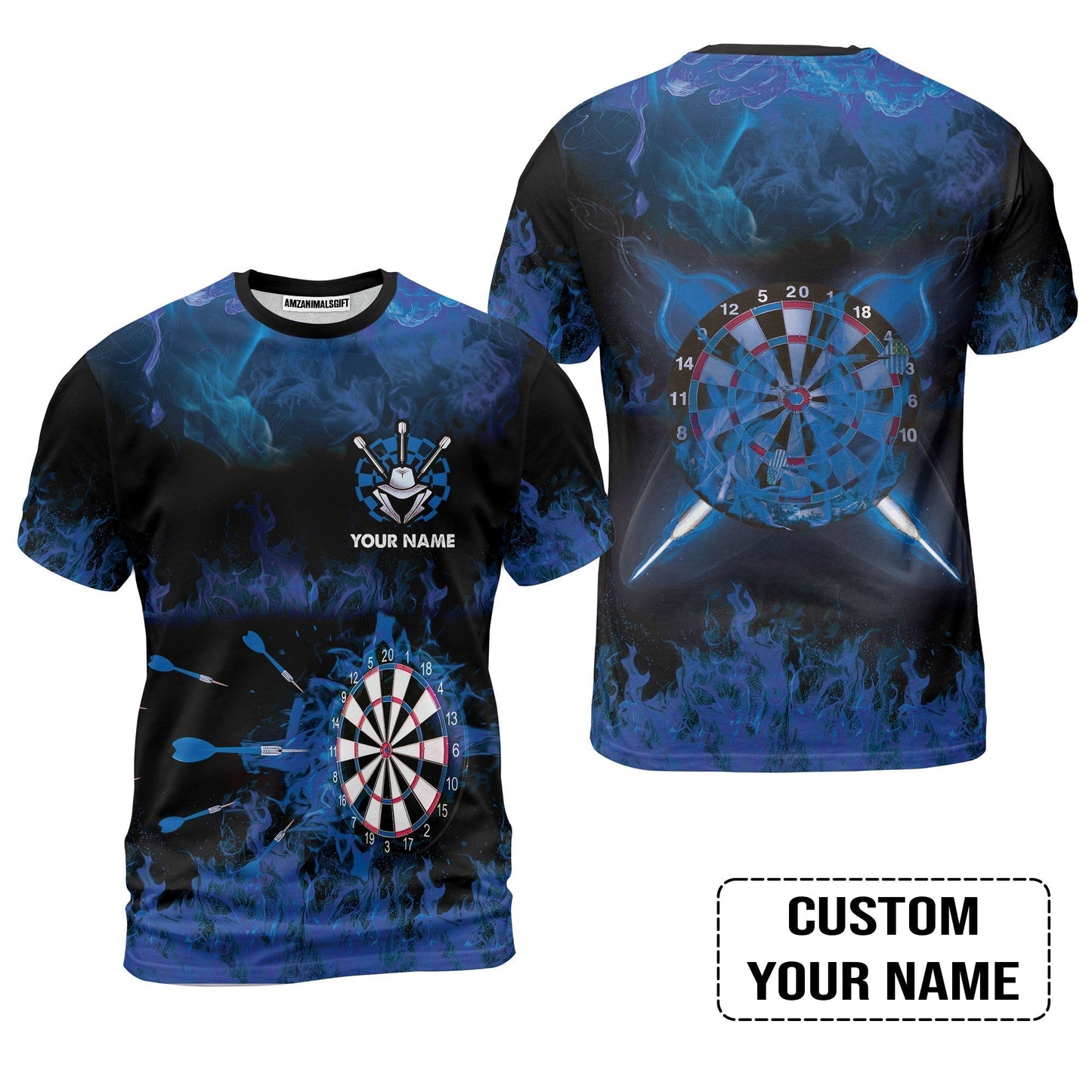 Customized Darts Hawaiian Shirt, Darts Blue Polo Shirt, Personalized Name Hawaiian Shirt - Perfect Gift For Darts Lovers, Darts Players